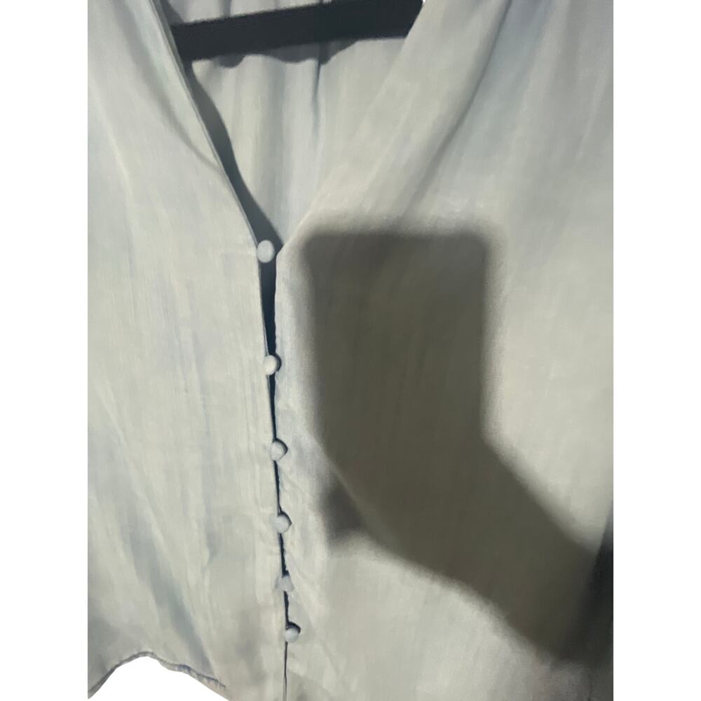 White House Black Market 3/4 Sleeve Silky Soft Denim Tie Front Preppy IndieTop - Picture 3 of 6